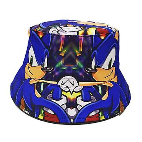 Barn Sonic Print Bucket Hat Fiskehatt Sommar Strand Utomhus Solskyddsmössa (A)