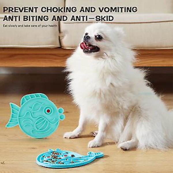 Kreativ Pet Foder Skål Genanvendelig Hund Anti-faryngeal Langsom Spise Skål (Blå)