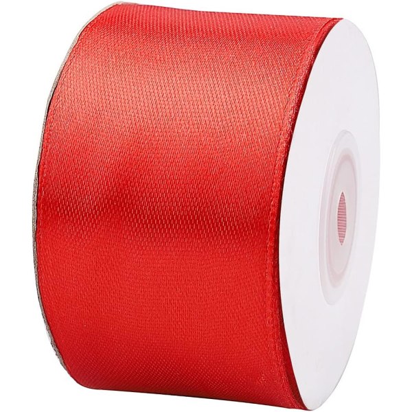 Rødt satengbånd, 91m x 40mm bredt solid satengbånd satengbånd