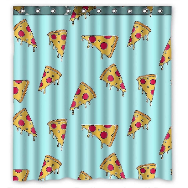 Cartoon Pizza Slice Waterproof Polyester Fabric Shower Curtain 160x180 Cm