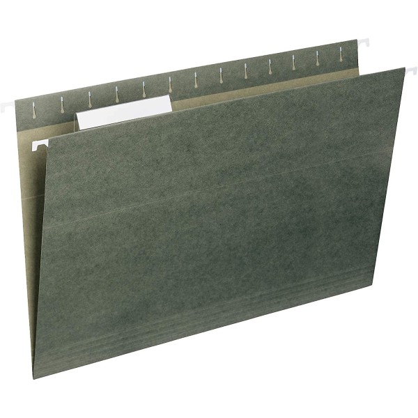 Hanging File Folder With Tab, 1/3-cut Adjustable Tab, Legal Size, Standard Green, 25 Per Box (64135)