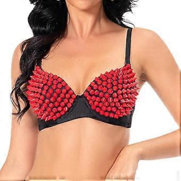 Nitar Korsett Handgjorda Underkläder Lyx Push up BH för Klubbdamer Flickor Show (XL röd)