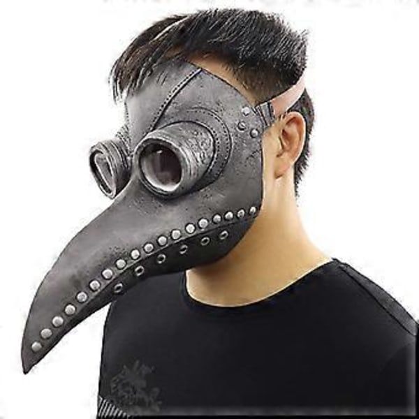 Pestdoktor Maske Halloween Fugle Lang Næse Næb Kunstlæder Steampunk Cosplay Rekvisit (Sort)