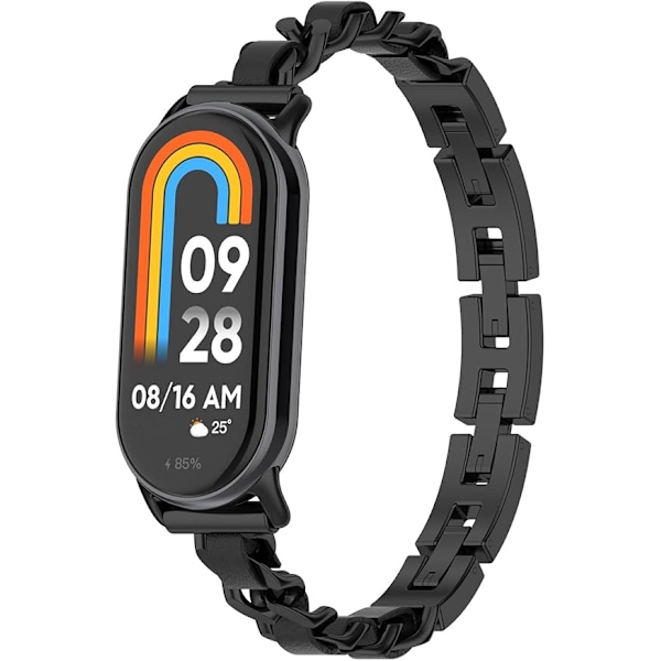 Yhteensopiva Xiaomi Mi Smart Band 8 -rannekkeen kanssa, Metalliset säädettävät kudotut rannekkeet, älykello-ranneke, tarvike naisille ja miehille, vaihtohihnoja