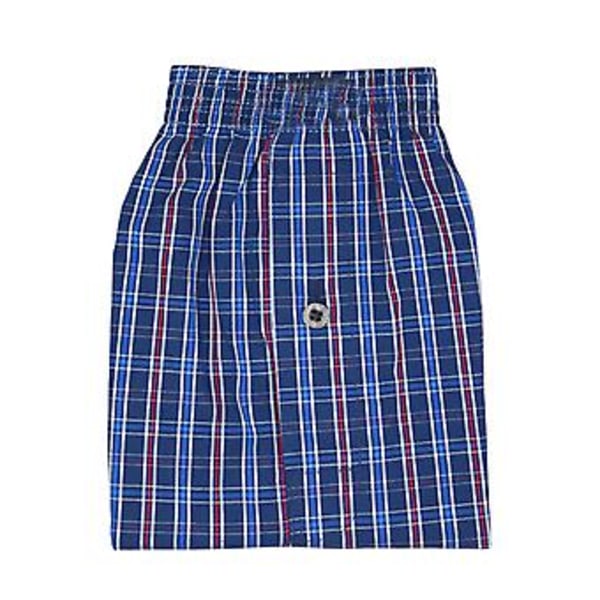 Mäns Vävda Boxer Shorts med Täckta Midjeband Bekväma Lösa Passform, Full Cut Rutig (XXXL Blå)
