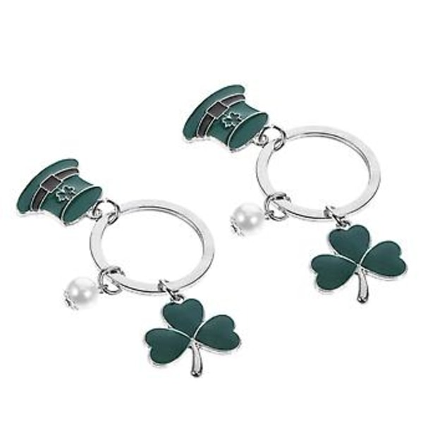 2 stk. St. Patricks Day Nøglering Dekorativ Taske Vedhæng Nøglering Kløvers Nøglering