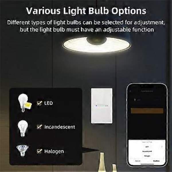 Tuya WiFi Smart Dimmer Switch 1 Gang Dimmer Ljusbrytare Touch Panel APP Fjärrkontroll Fungerar med