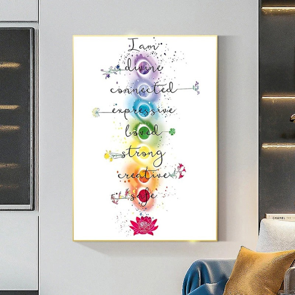 Chakra Citat Skylt Väggdekor Yoga Zen Väggkonst Trä Andlig Dekor
