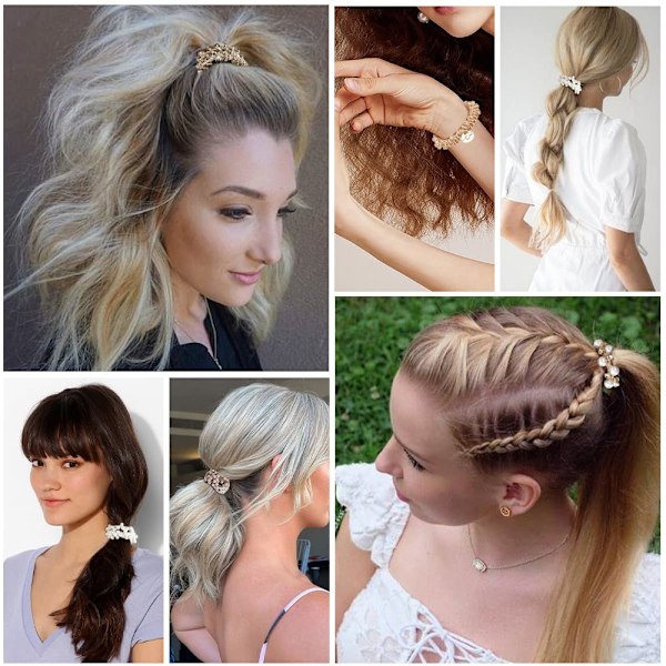 9 st pärlhårband elastiska hårscrunchies håller kristallpärlor bulk hårsnören stretchiga handgjorda boho håraccessoarer