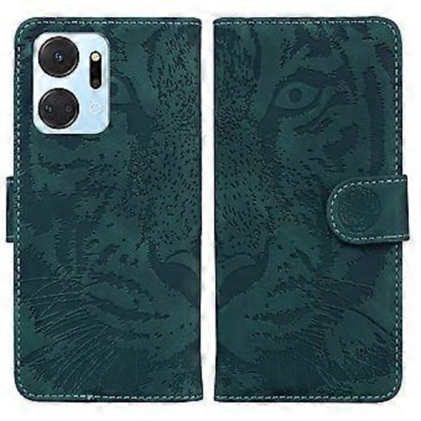 For Honor X7a 5G Stand Wallet Cover Tiger Mønster Præget PU Læder Flip Telefon Cover (Style C)