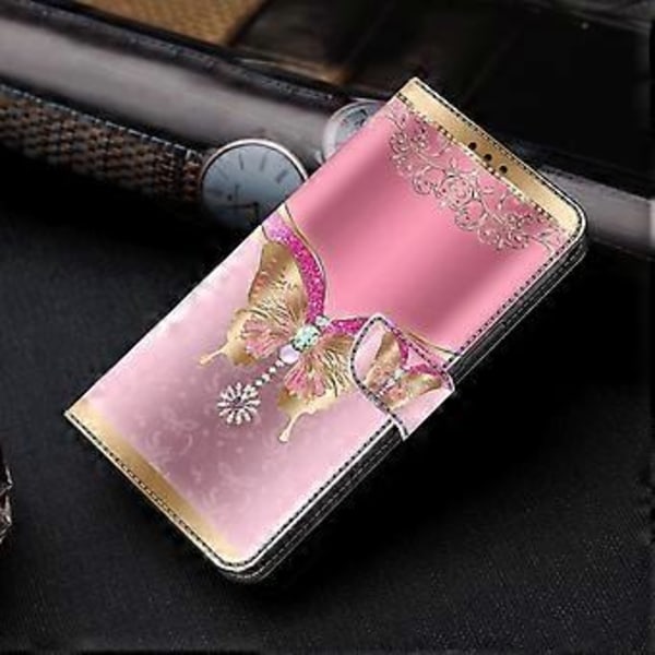 Mobilskal för Galaxy A52 4G (Rosa/Guld Fjäril)
