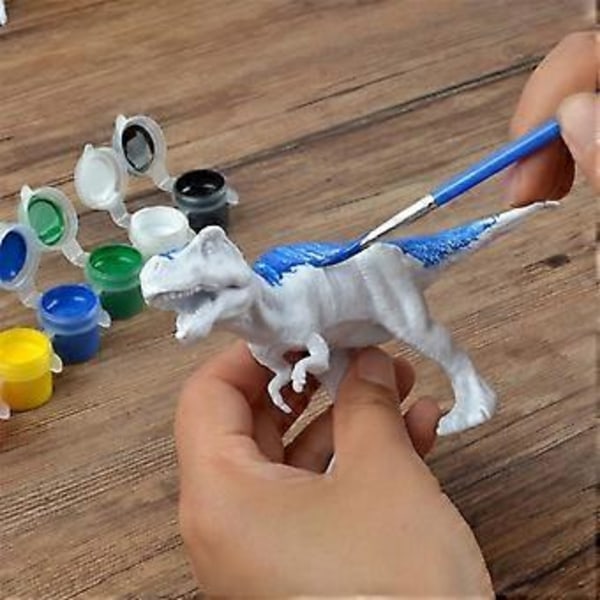 Barn 4st DIY Dinosauriemålning 3D Dinosauriefigurer Ritmodell Graffiti Färgläggningsleksaker