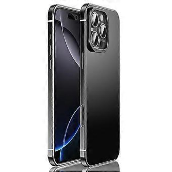 IM-CHEN Skal för iPhone 16 Pro Max Rostfritt Stålram + Transparent PC Baksida Skyddande Skal (Stil C)