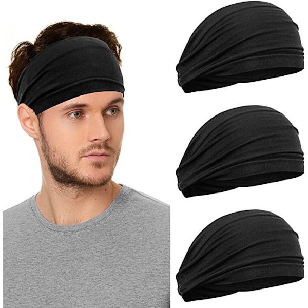 Set of 3 Hair Headbands for Men and Women - Wide Sports Headbands for Fitness  Jogging  Running  Cycling  Hiking  Yoga