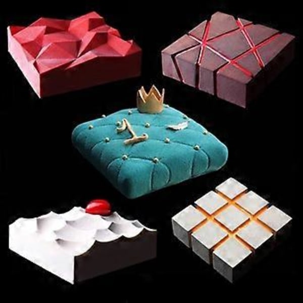 3D Firkantet Moussekakeform, Varmebestandig, Matvaregodkjent Silikon, Perfekt for Baking av Elegante Kaker, Lett å Løsne, Nonstick, 19,5 cm x 18,5 cm x 6 cm