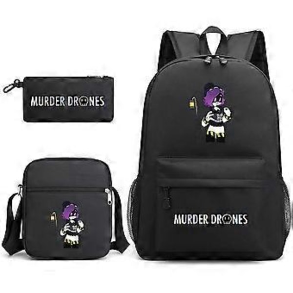 Murder Drones UZI Skolväska Ryggsäck Pennfodral Axelväska Tre-delad Set _24