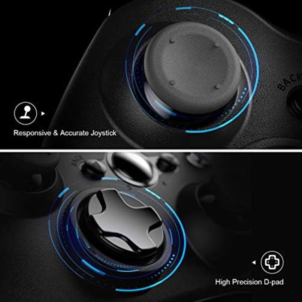 Trådlös handkontroll med mottagare kompatibel med Microsoft Xbox 360/Slim/Windows 11/10/8/7, med uppgraderad joystick/Dual