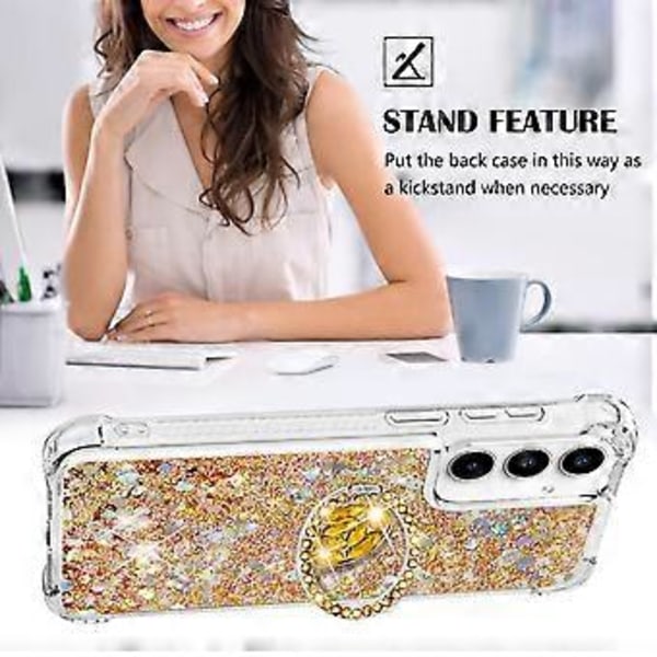 För Samsung Galaxy A35 5G TPU Skal med Stöd Quicksand Stöttåligt Skydd (Guld/Hjärtan)