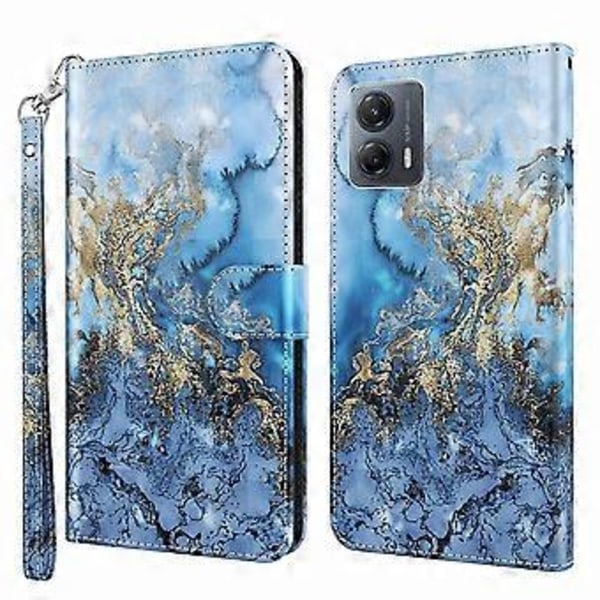 Til Motorola Moto G13 4G/G23 4G/G53 5G PU Læder Cover 3D Mønster Print Stå Wallet Telefon Cover (Style D)