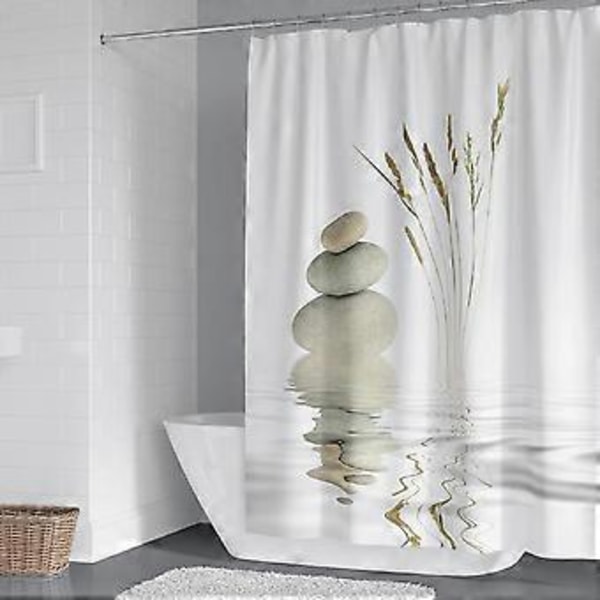 Zen badeforhæng vandtæt stof - et dejligt strejf af spa-atmosfære til dit badeværelse, Anti-skimmel bruseforhæng 180x200 vaskbart, Badeværelsesindretningssæt med