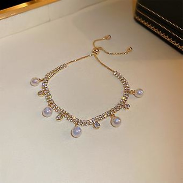 2023 Ny Guld Elektroplettering Indlagt Zirkon Havfrue Perle Armbånd Kvinder Personlighed Mode Skinnende Armbånd Bryllup Smykker-sl096,20cm ( SL092-G)