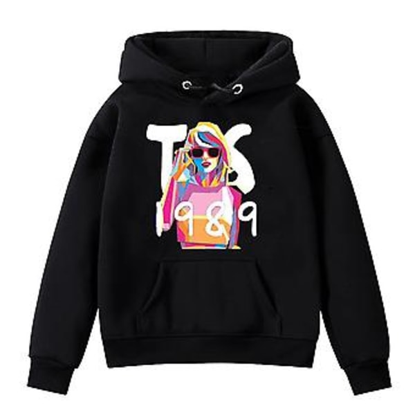 5-10 år Børn Drenge Piger Taylor Swift 1989 Hoodie Casual Hættetrøje Trøje Trøje Hoody Tops Fans Gave (5-6 År Sort)