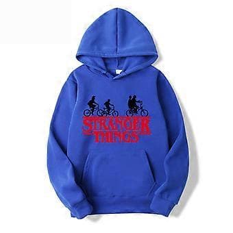 Stranger Things Tema Tenåringer Menn Hettegensere Lang Ermet Hettegenser Pullover Topper 1(L Royal Blå)