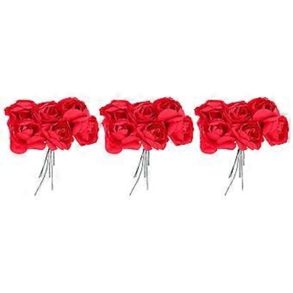 144 stk. Kunstige Mini Blomsterbuketter Nydelige Blomsterdekorasjoner Fake Blomster DIY Forsyninger (6,5X2,5CM Rød)