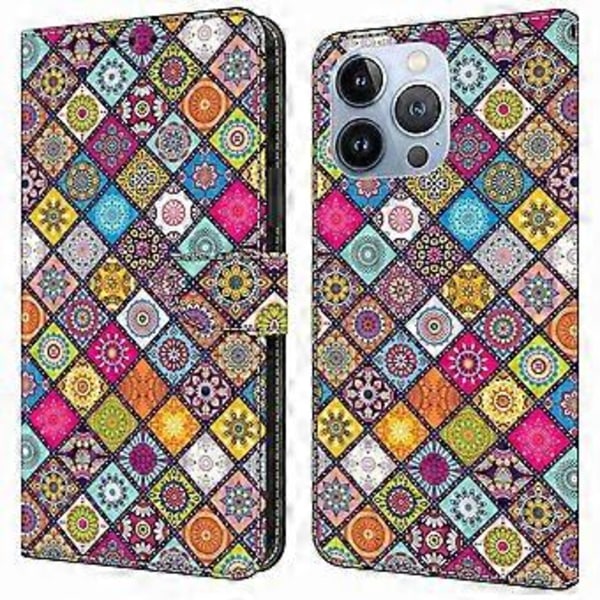 Skal till iPhone 16 Pro Max, mönstertryckt skyddande fodral TPU+PU Läder Flip Telefonfodral (Stil B)
