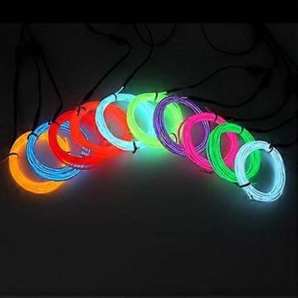 Batteridriven Neon LED-ljus Glow EL Wire String Strip Bilfest Dekoration (Fluorescerande grön)