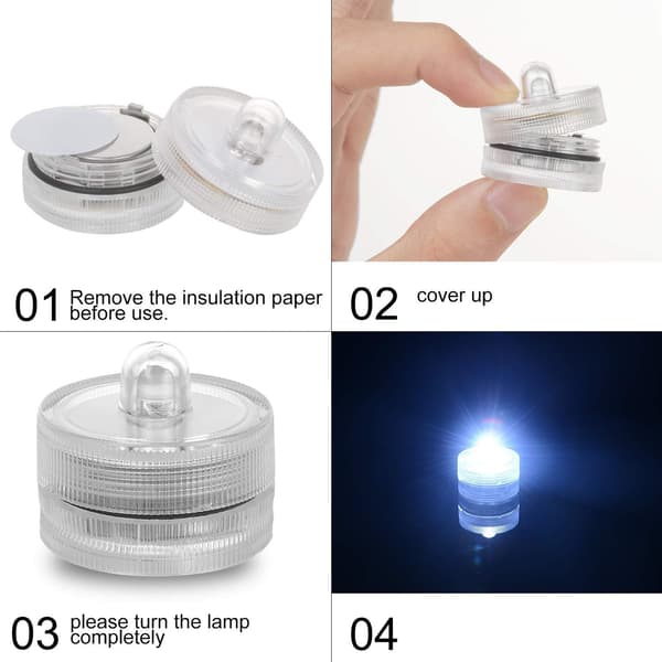 Sett med 12 vanntette LED-lys Dykking Vanntette lys Tealigh