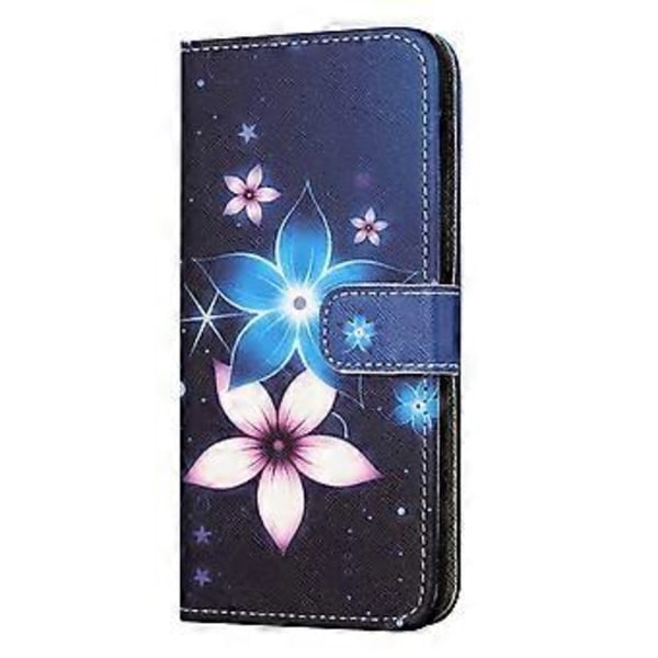 För Xiaomi Redmi Note 13 4G Mobilskal Läder 3D Mönster Magnetiskt Fodral (Blå Blomma)