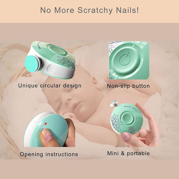 Elektrisk baby nagel- och tåfil nagelklippare kit utbytbart