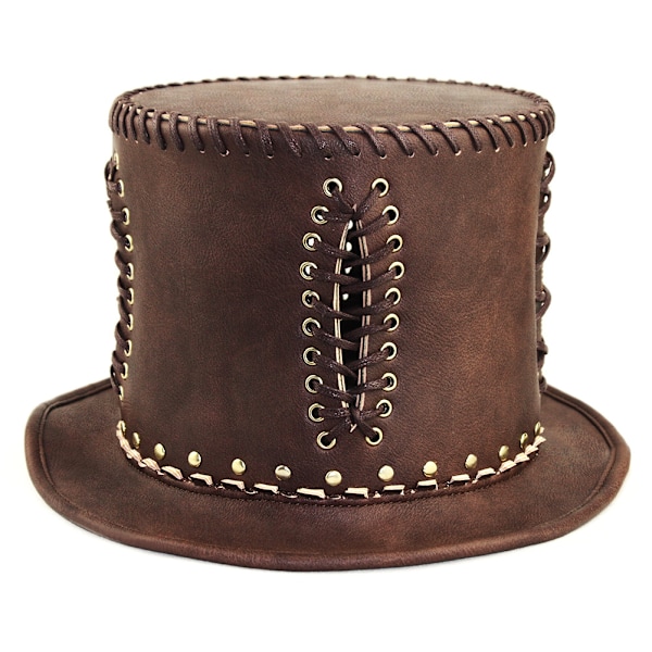 Rabat Steampunk Peste Doktor Hat PU Læder Sort Flad Top Wi