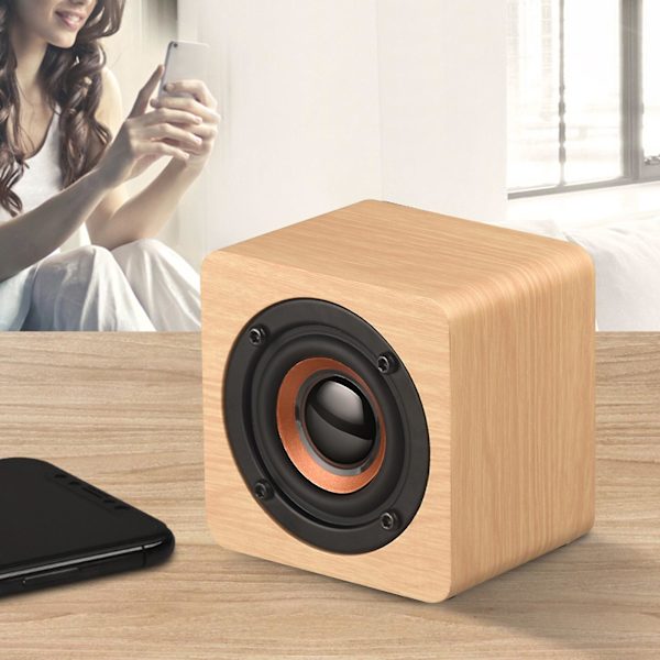 Bärbar bokhylla Retro Trä Bluetooth Mini Högtalare Subwoofer Stereo Kort, Inbyggt Litiumbatteri Yellow