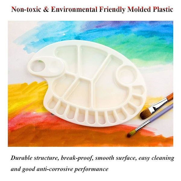 Non-stick målarpalett 11,8 x 7,9 tum / 30 x 20 cm konstnärsfärgblandningspalett, 10 brunnar