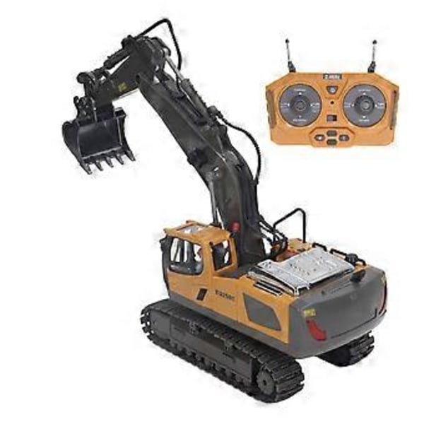 2,4G RC Grävmaskin Leksak Roterbar Full Funktionsbelysning Musik Legering Byggtraktor( )