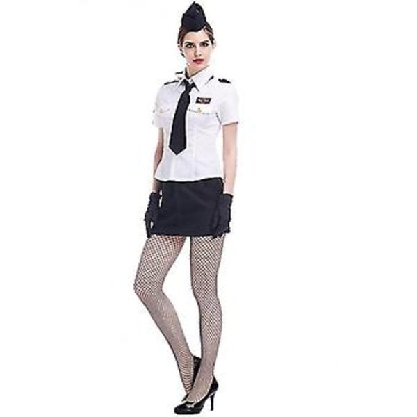 Weie Marine Stewardess Kostym Japanskt Spel Kostym Erotisk Dräkt Cosplay Halloween Party Kostym (165cm)