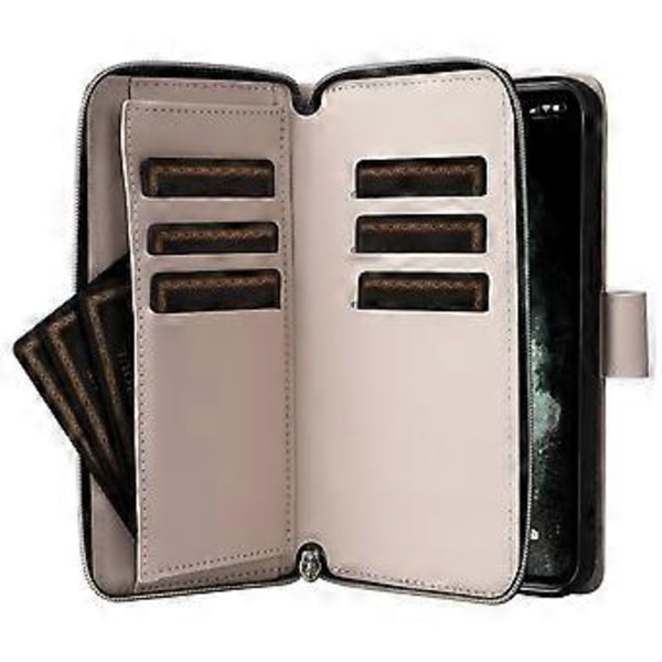 Til iPhone 11 Pro Etui Rhombus PU Læder Flip Telefon Cover Lynlås Pung (Style B)