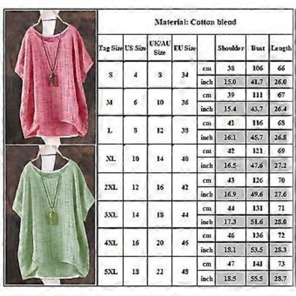 Plus Size Naisten Pyöreäkaulainen Yksinkertainen Lyhythihainen Löysä T-paita Kesä Blousit Topit (M Khaki)