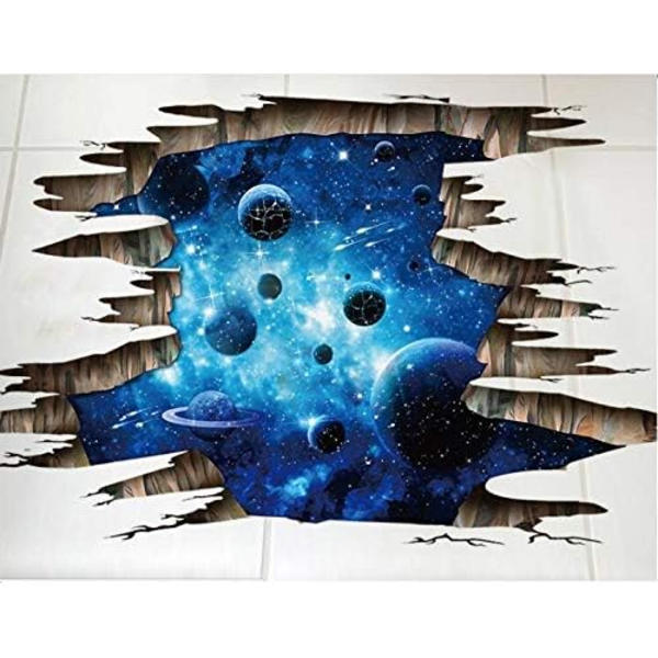 Veggdekor Universe Planet Galaxy 3D Vindu Gulv Klistremerke Tak