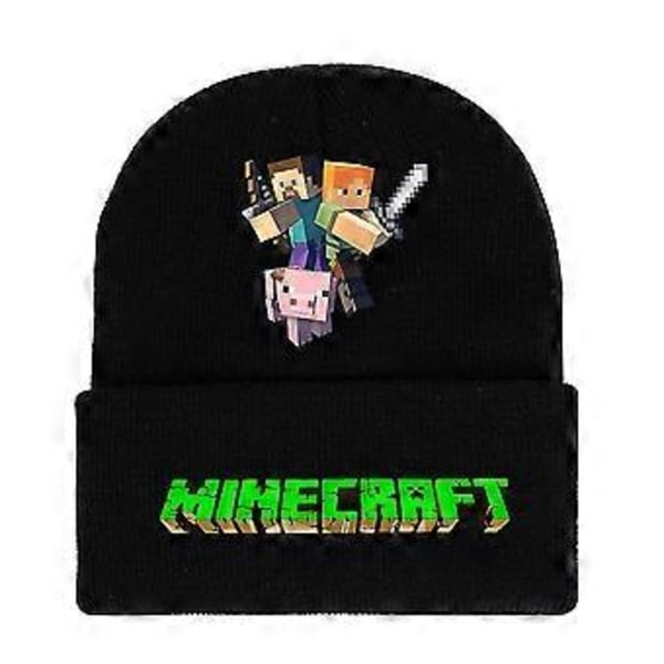 Minecraft Spil Print Hue Strikket Hat Børn Drenge Piger Trend Klassisk Vinter Uld Varm Ski Hue Ombuk Gaver (A)