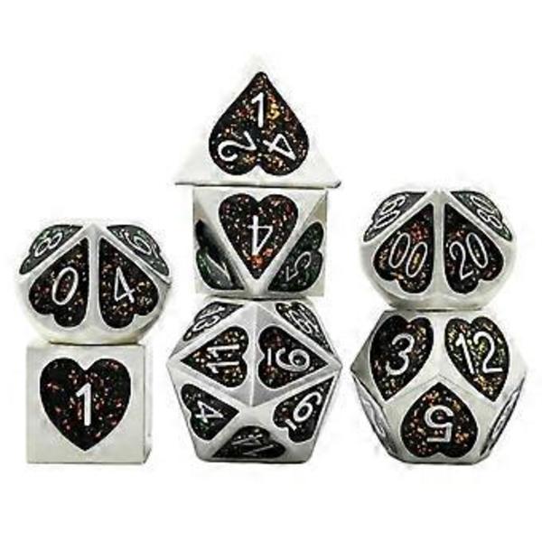 7 st Numerisk Multi Side D8 D10 D12 D20 För (Silver)