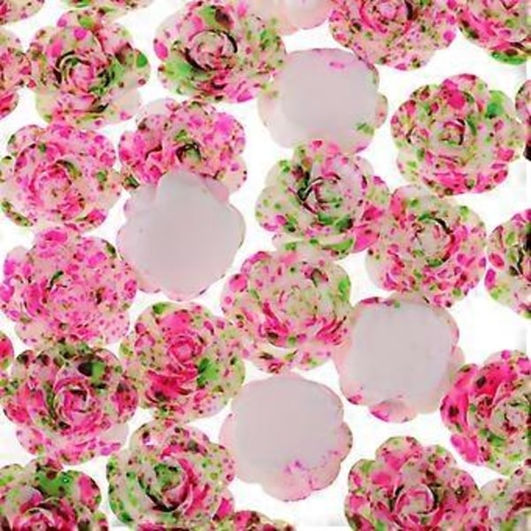 50 Stycken Blandade DIY Resin Platt Baksida Lagerblommor Cabochon Knappar Scrapbooking Charm DIY Utsmyckning Hantverk 14mm (rosa och grön)