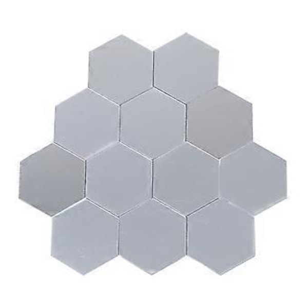 12 stk. Hjemmeindretning Gang Hexagon Spejl DIY Geometriske Spejlfliser Selvklæbende Spejlvægfliser