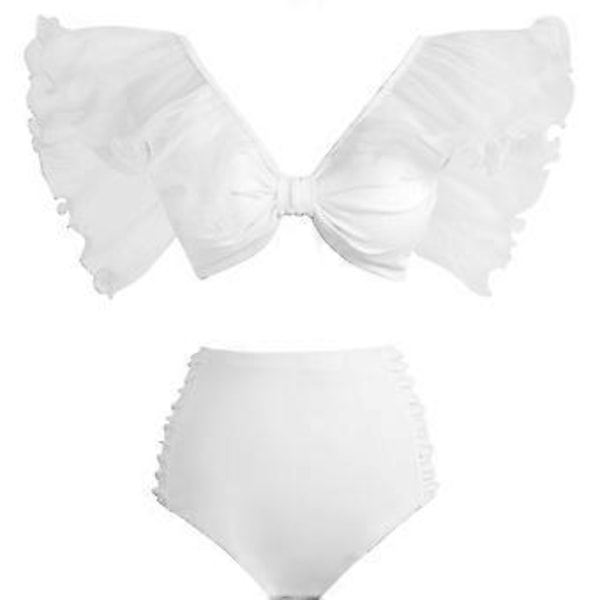 Høy Talje Badedrakt Dame Badedrakt Bikini Bandasje Bikini Sett Vattert Badedrakt Nytt Bladtrykk Badebekledning Maillot de bain