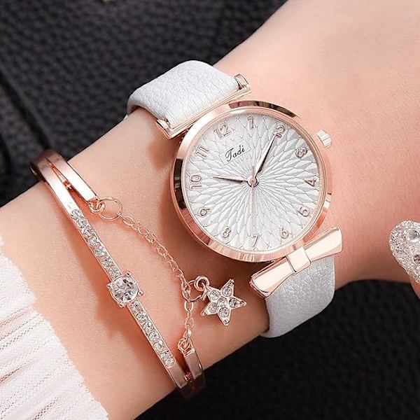Dameur, kvartsur, dameur + armbåndssæt, hvid