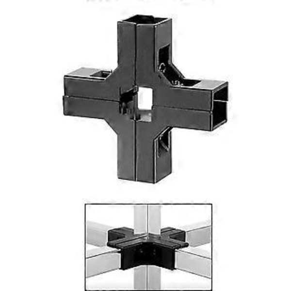 Liitin 25mmx25mm neliöputkelle, Pergola-kuistin kaiteisiin, Helppo asennus, Pultit mukana, Alumiiniseos (Musta Ristin muoto)