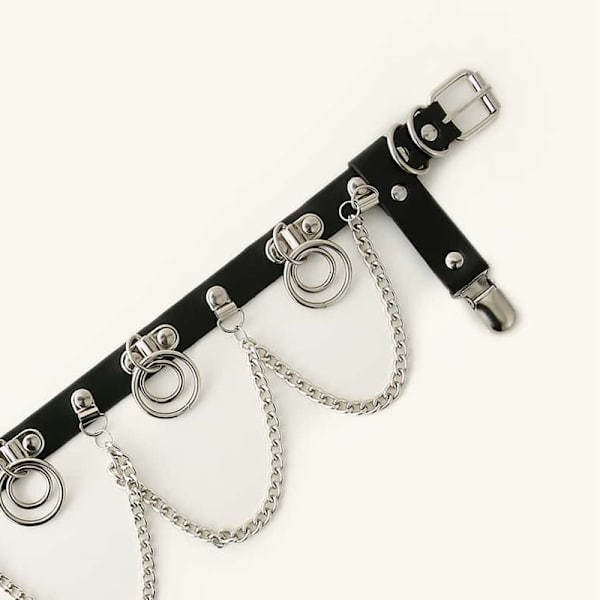 Fashion Pu Læder med Dangle Cirkel Form Dekor Ben Klemmer Kvinder Lår Klip