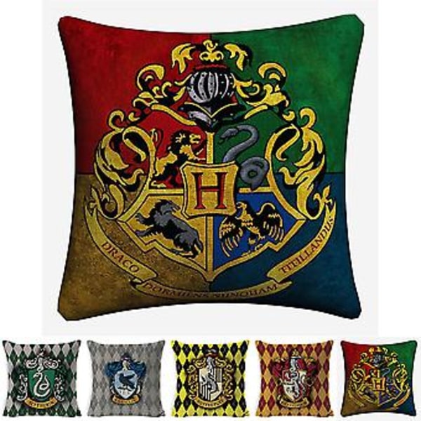 Harry Potter Slytherin Ravenclaw Hufflepuff Gryffindor Hogwarts Cushion Cover Throw Pillow Case Sofa Car Home Office Decorations Gifts( Hogwarts)